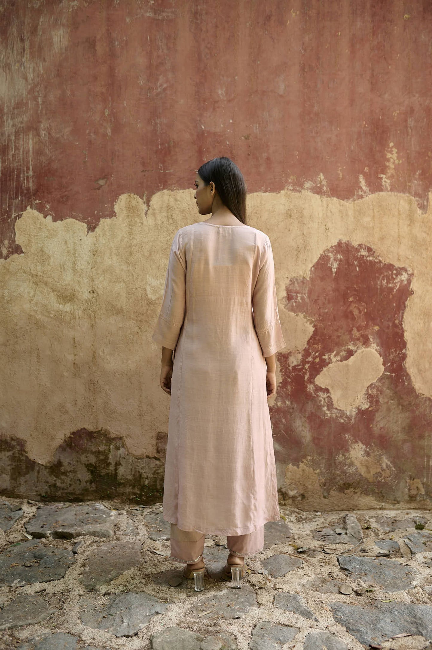 Light Mauve Cotton Silk Zardozi Kurta Set