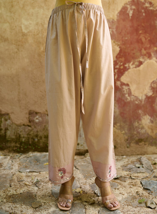 Light Mauve zardozi Cotton Pants