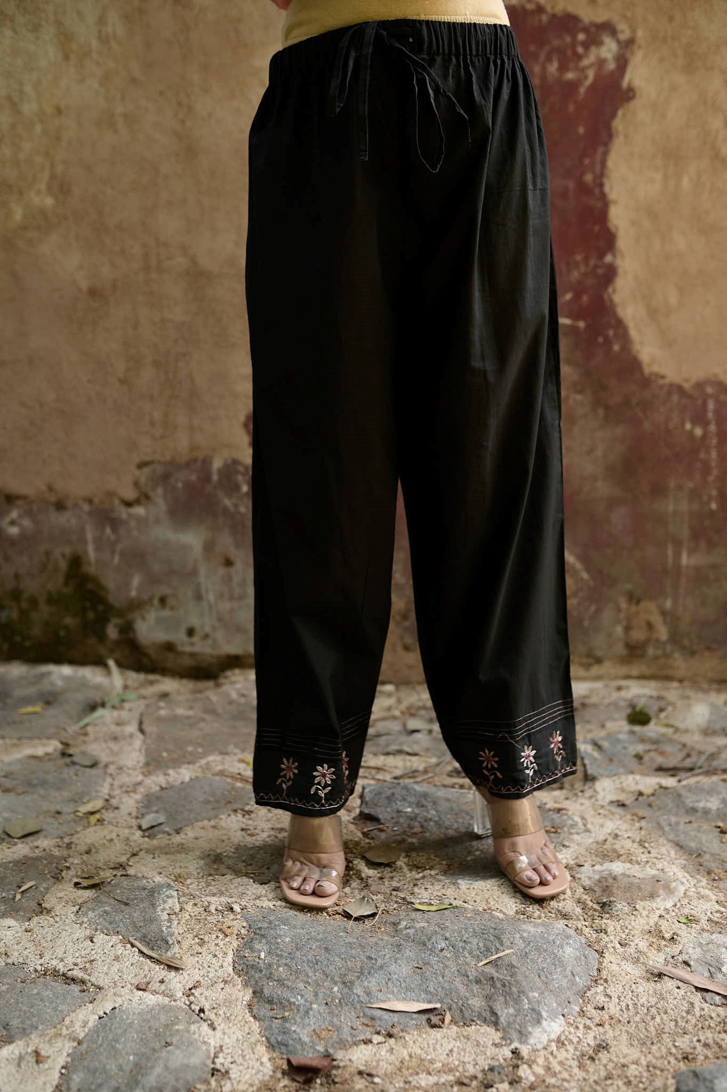 Black zardozi Cotton Pants