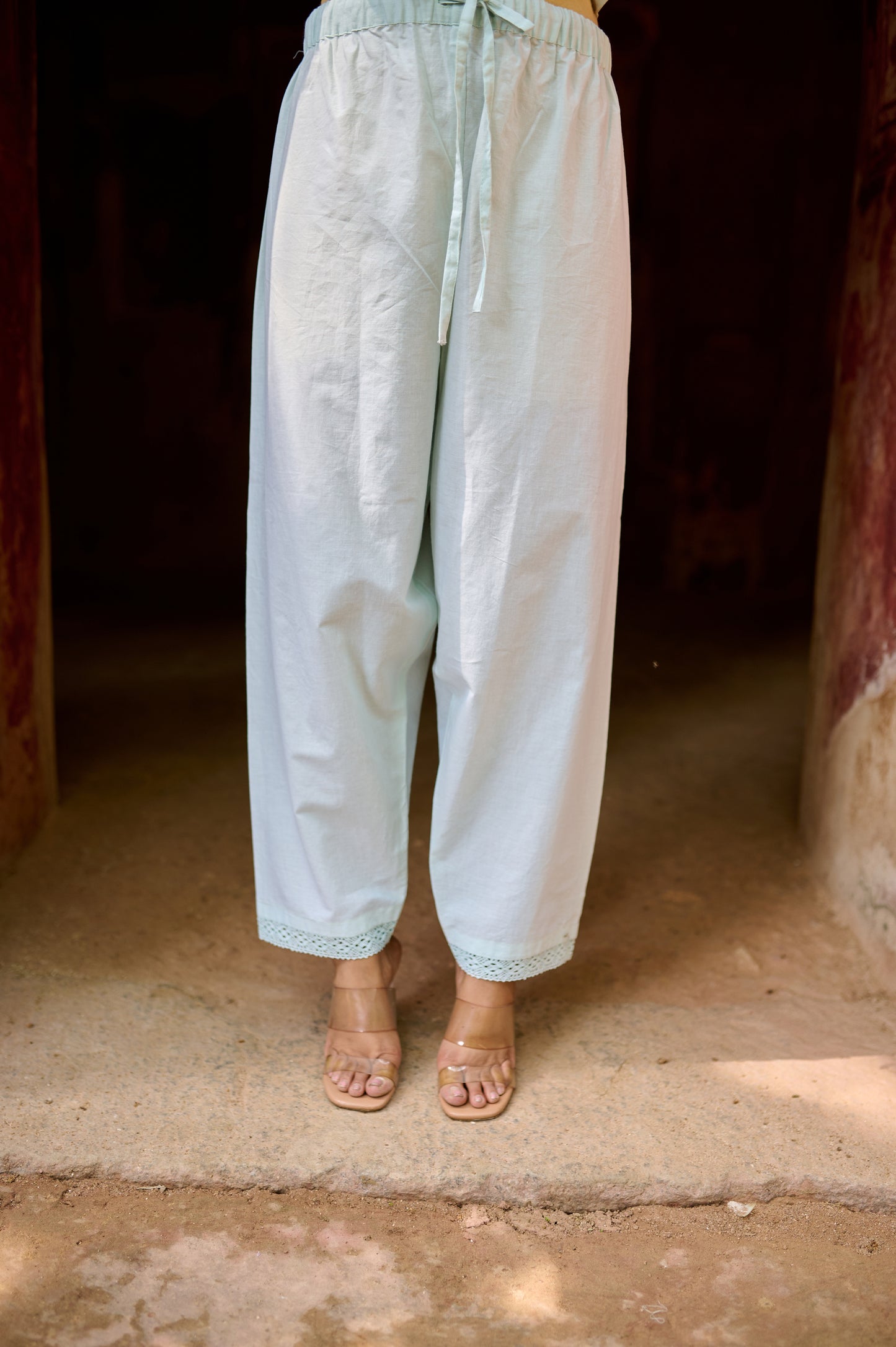 Light mint Blue Cotton Jacquard Kurta Set