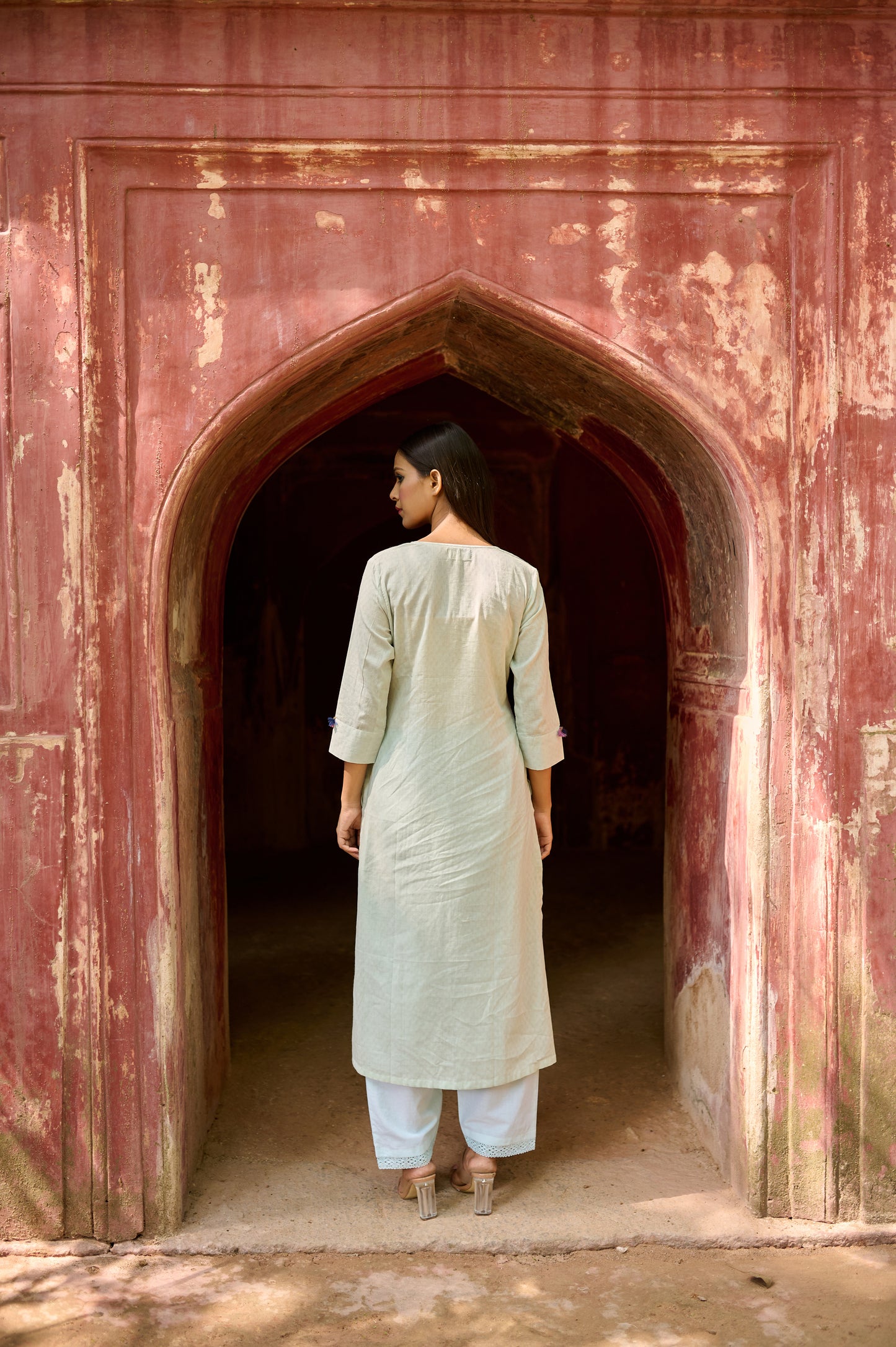 Light mint Blue Cotton Jacquard Kurta