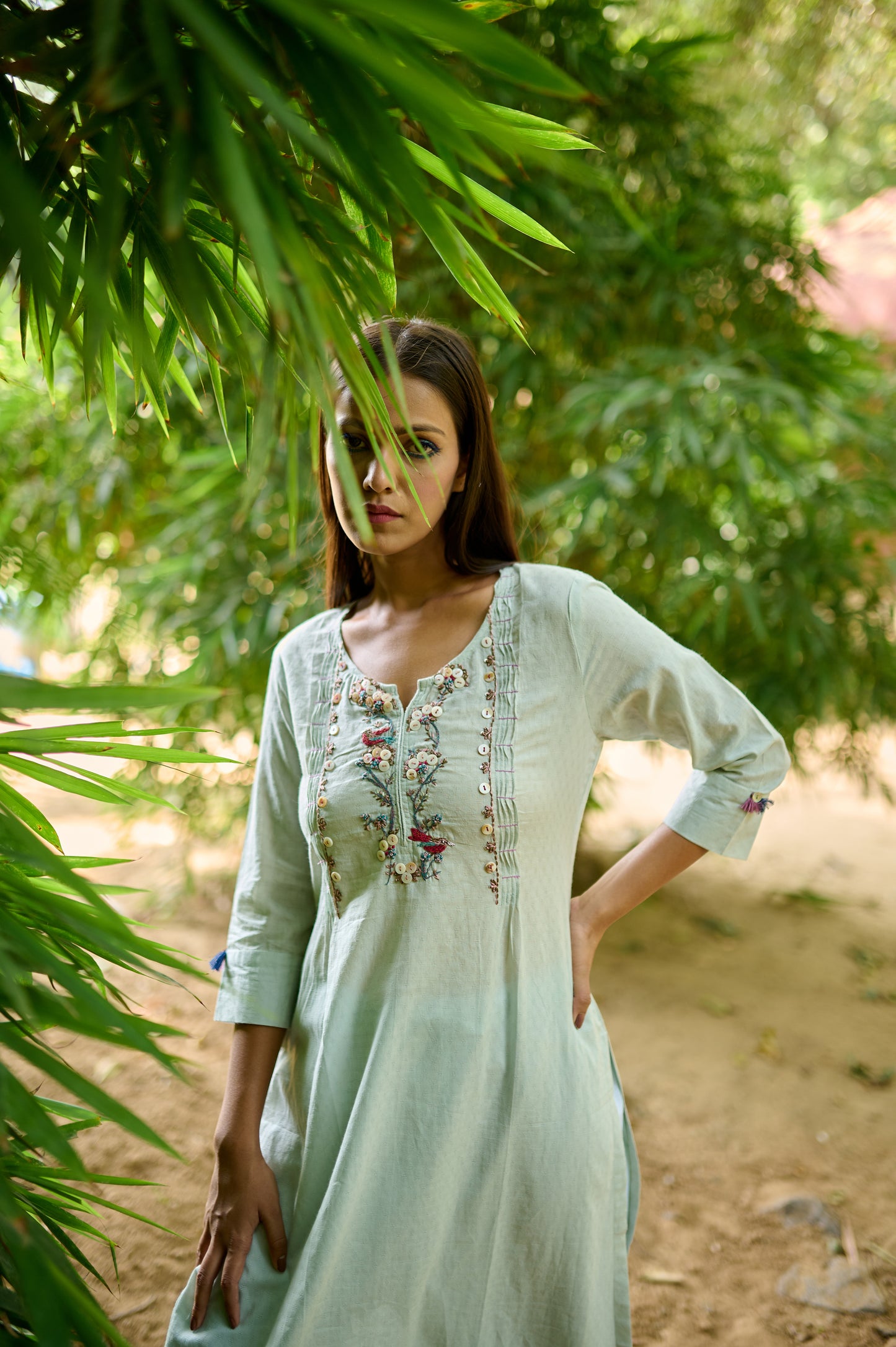 Light mint Blue Cotton Jacquard Kurta