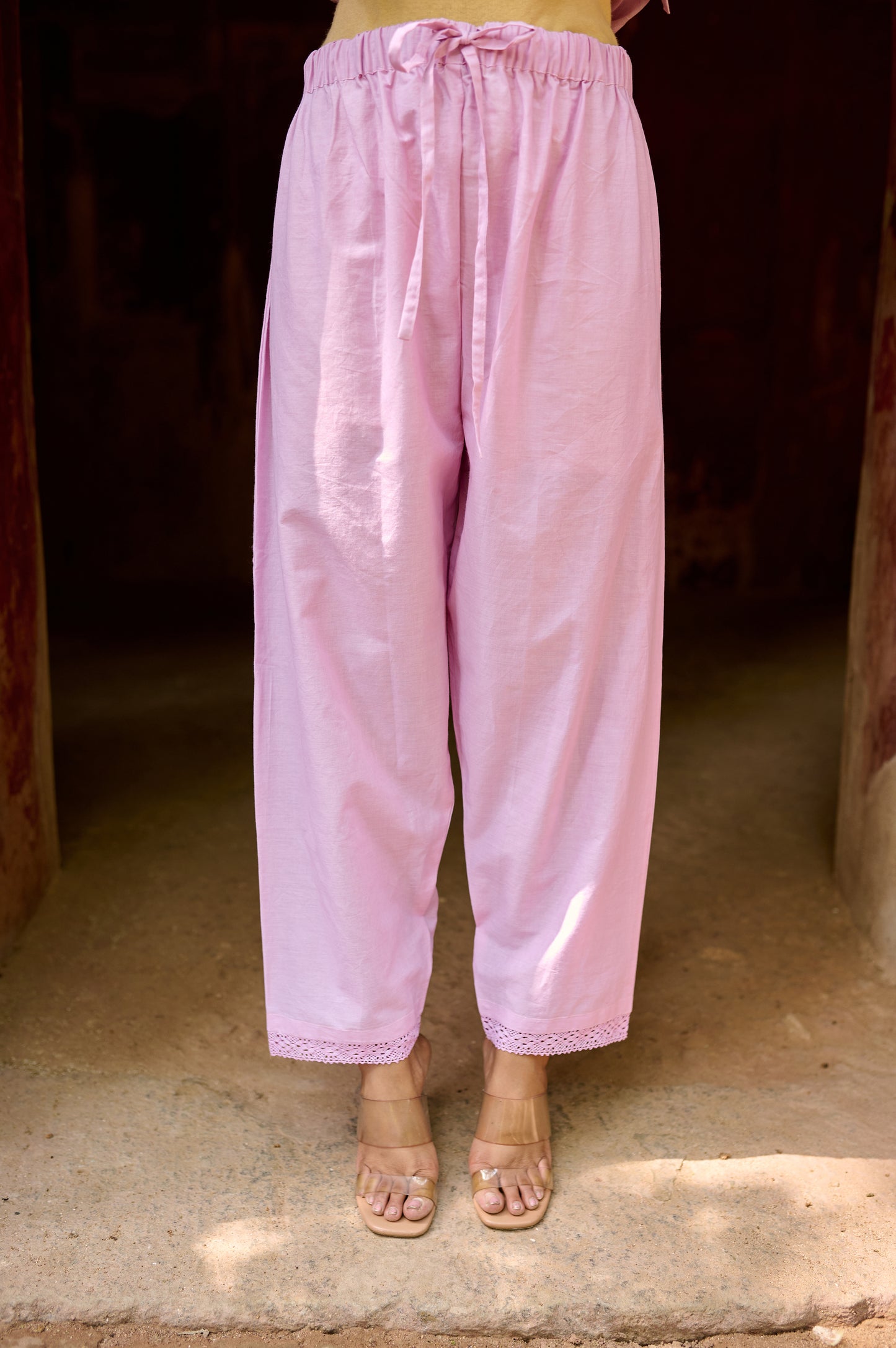 Lavender Cotton Jacquard Kurta Set