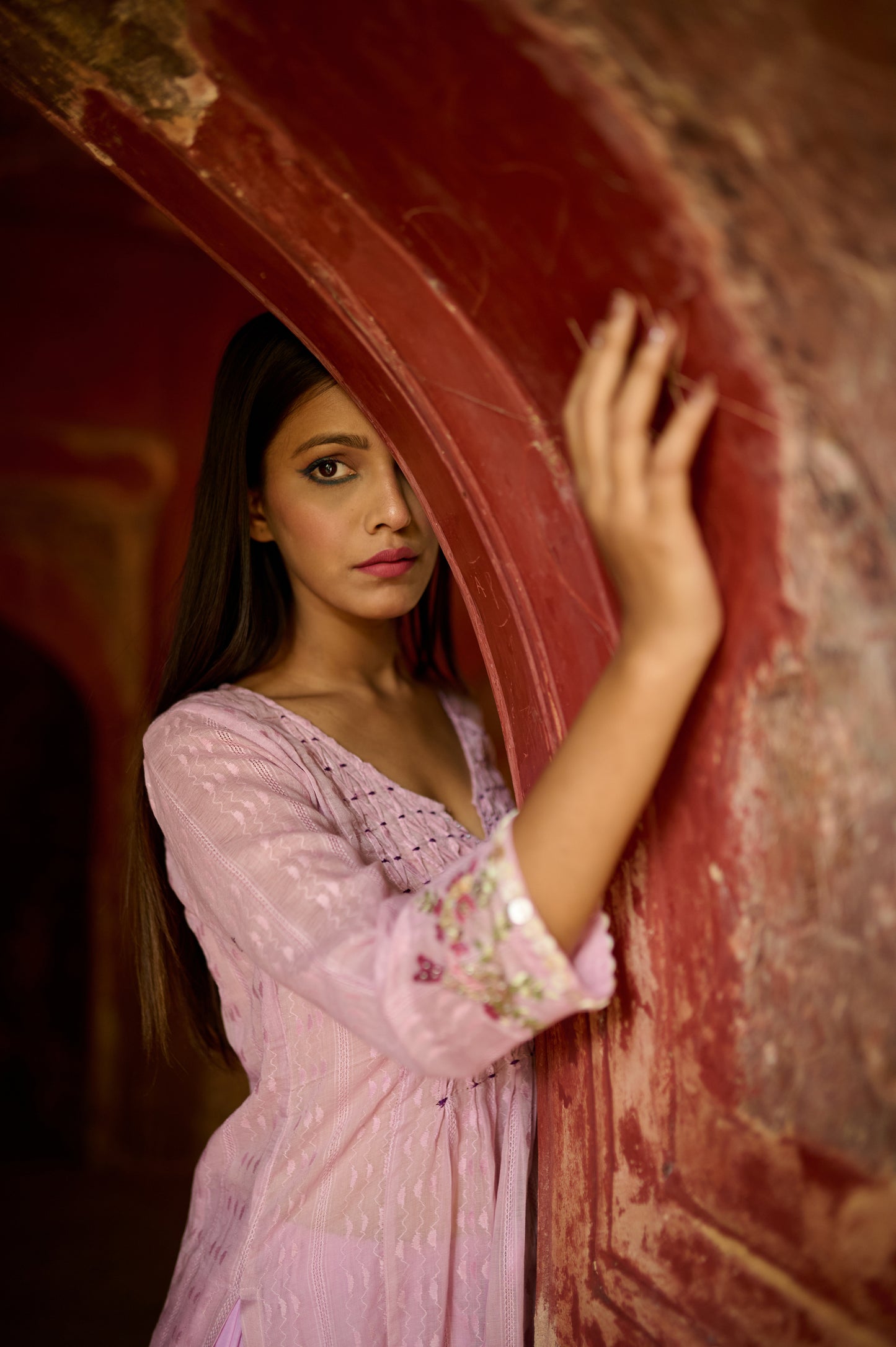 Lavender Cotton Jacquard Kurta