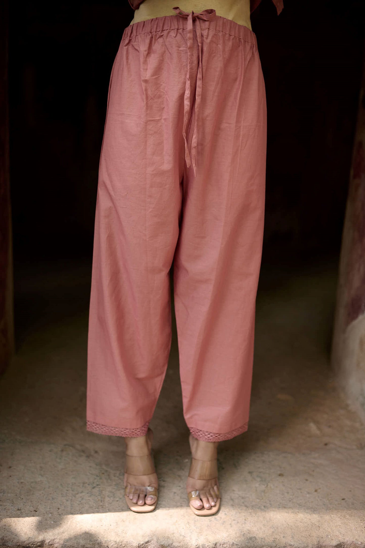 Rust Cotton Jacquard Kurta Set