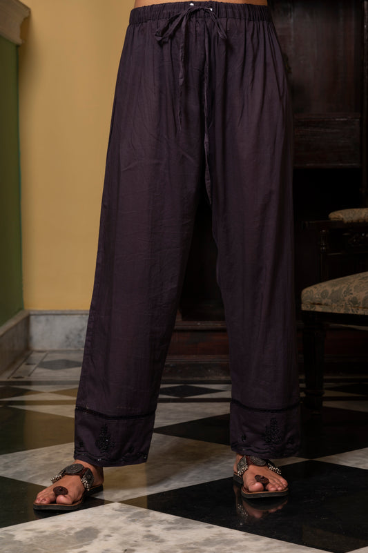 Black Zardozi Cotton Pants