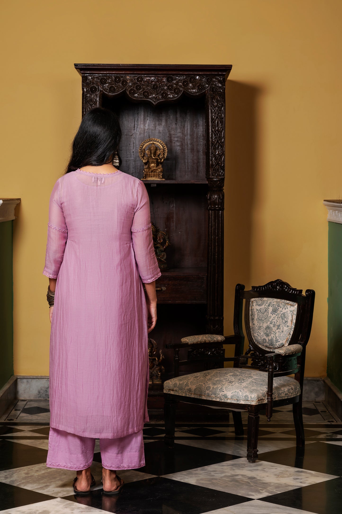 Lavender Fine Chanderi Kurta