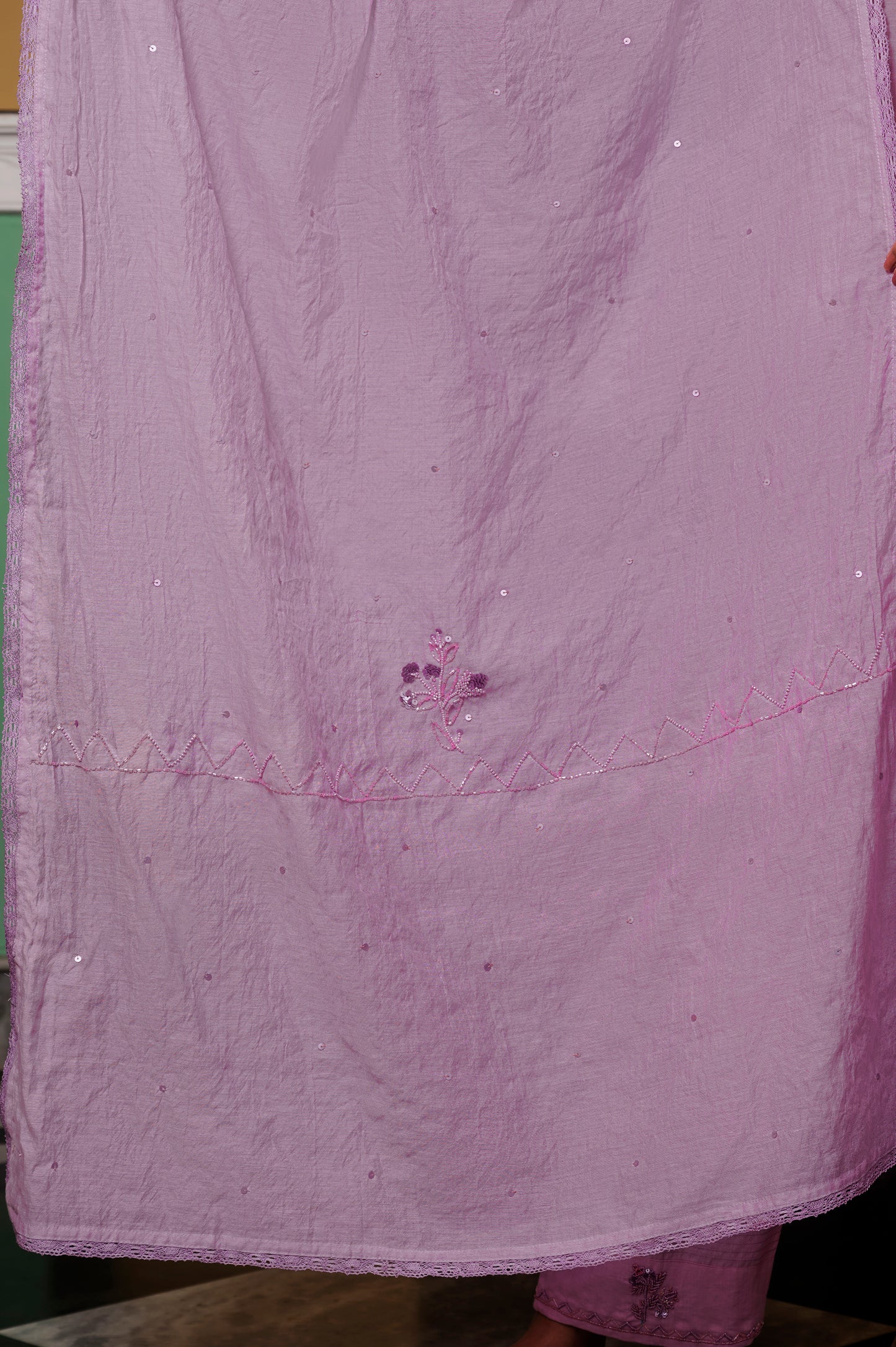 Lavender Fine Chanderi Kurta Set