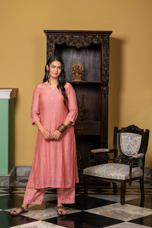 Coral Fine Chanderi Kurta