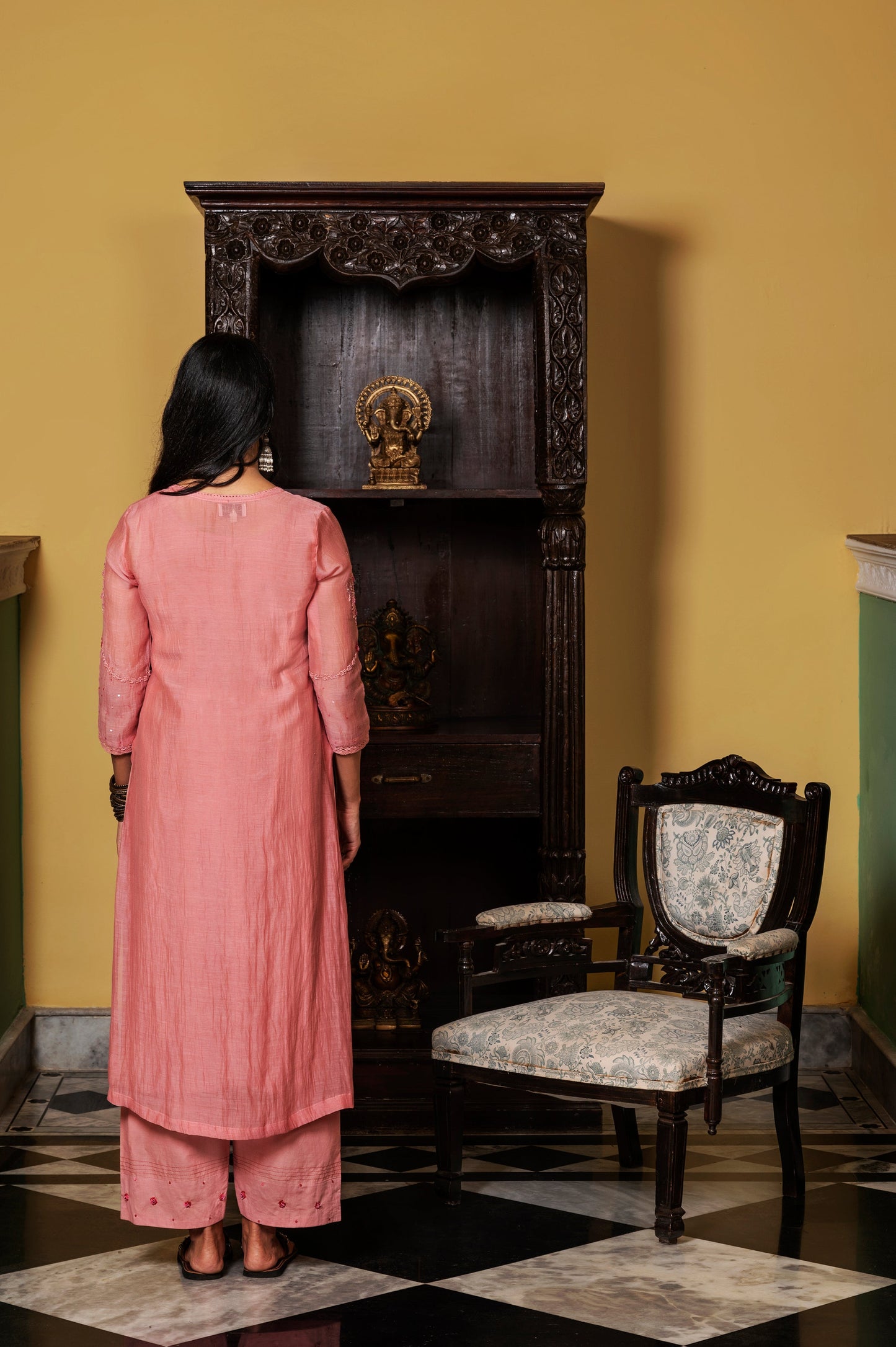 Coral Fine Chanderi Kurta Set