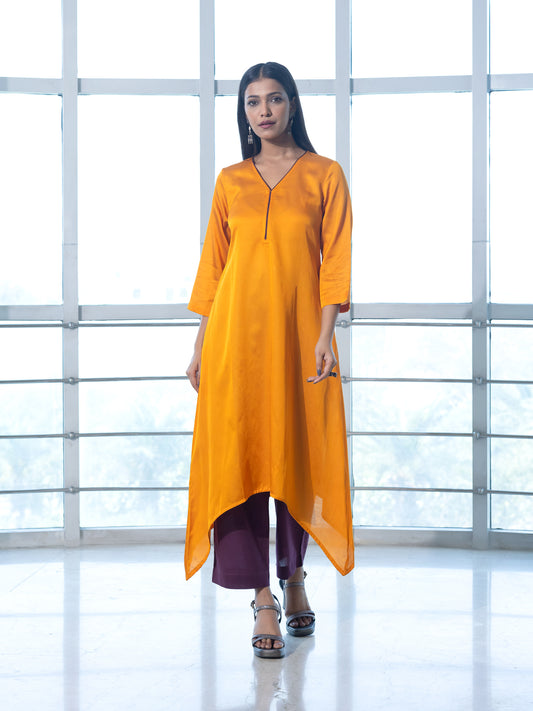 Yellow a line modal kurta