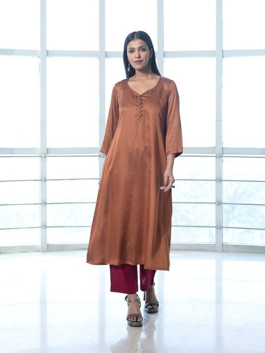 Brown a line modal kurta