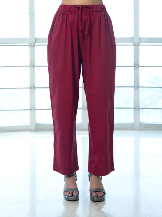 Dark Pink Cotton Pant