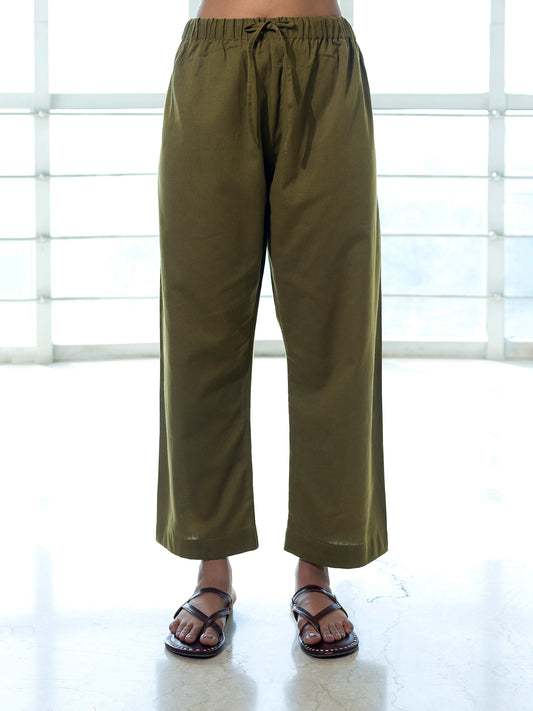 Mehndi green cotton linen Pant