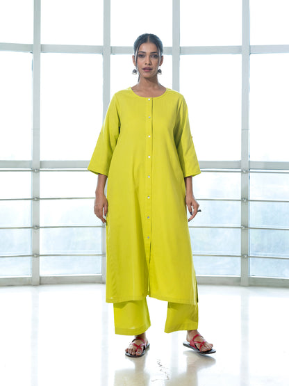 Lemon yellow cotton linen Pant