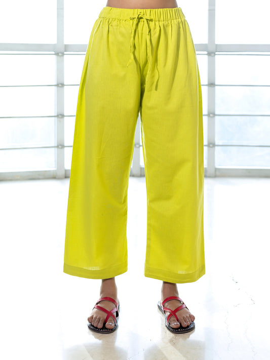 Lemon yellow cotton linen Pant