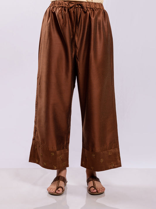 Rust Gold Cotton Silk Pant