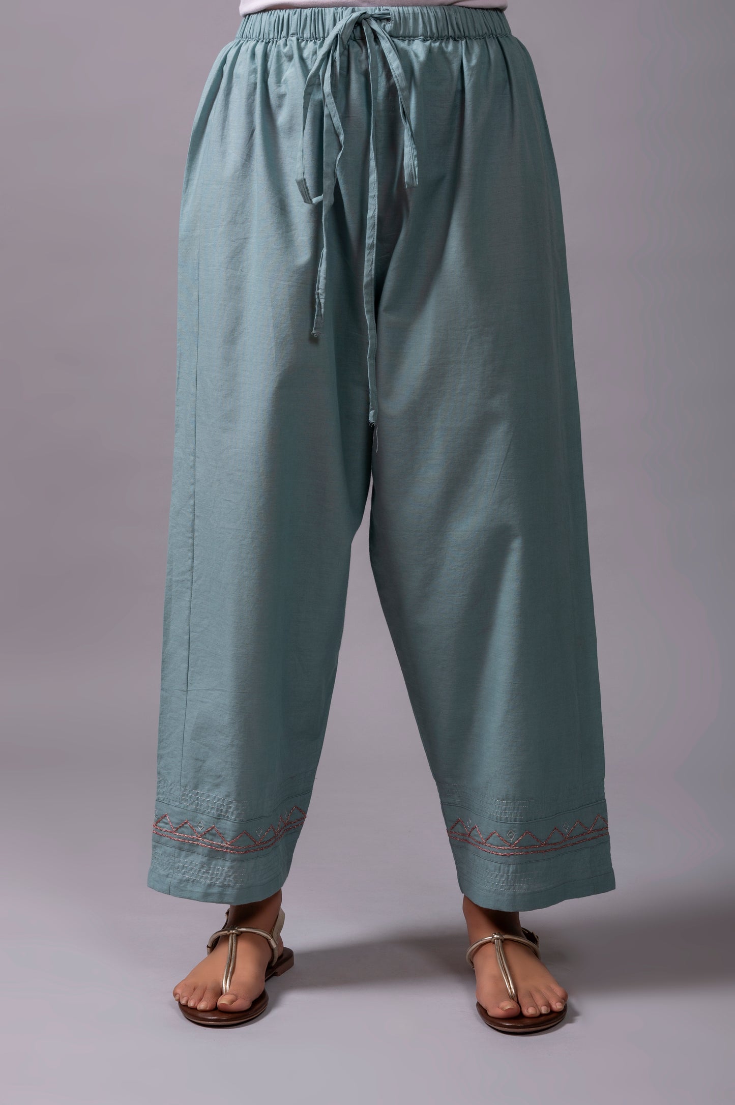 Dark Sea Blue Zardozi Cotton Pants