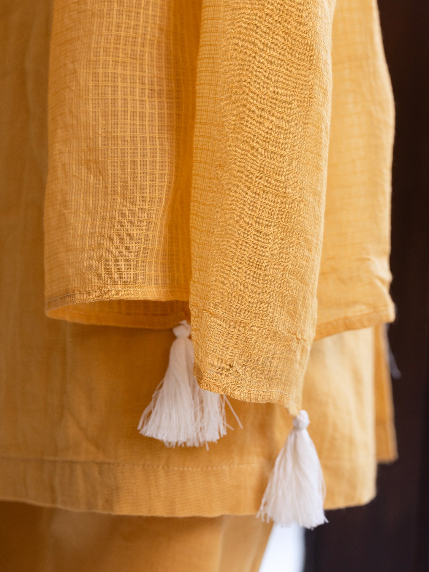 Turmeric yellow cotton doriwork co-ord set