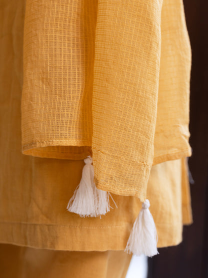 Turmeric yellow cotton doriwork co-ord set