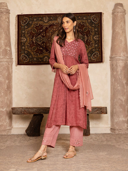 wine hand block print kota cotton with zardozi hand embroidery kurta