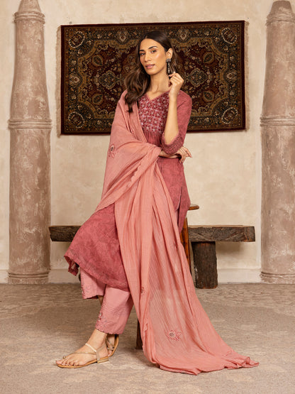 wine hand block print kota cotton with zardozi hand embroidery kurta