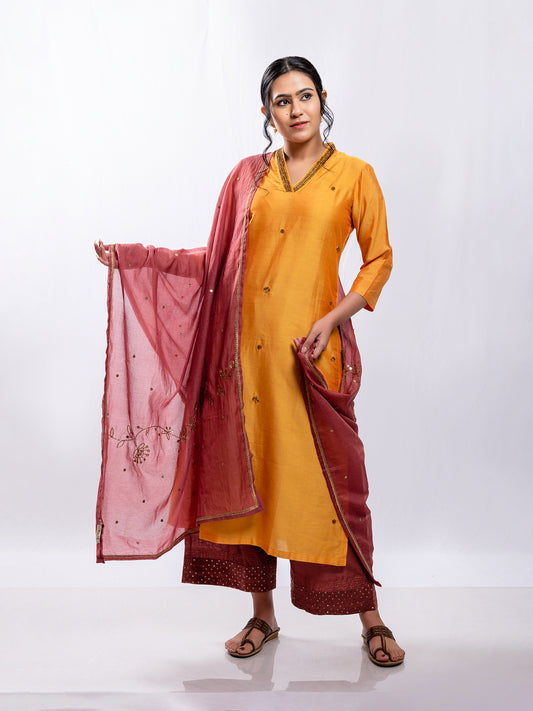 Brick Red Mul Chanderi Dupatta
