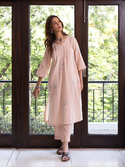 Peach cotton doriwork co-ord set