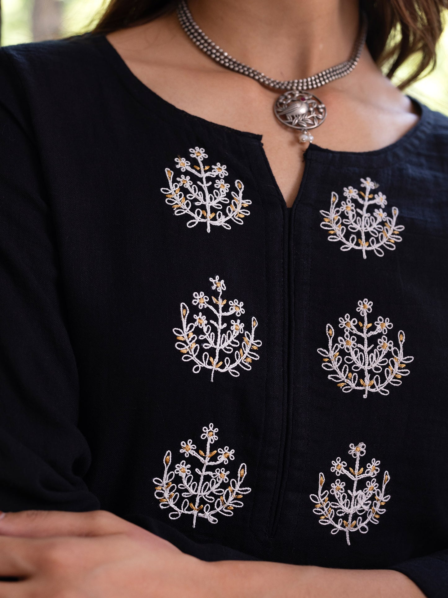 Black cotton doriwork co-ord set