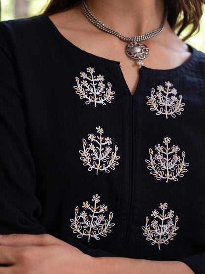 Black cotton doriwork co-ord set