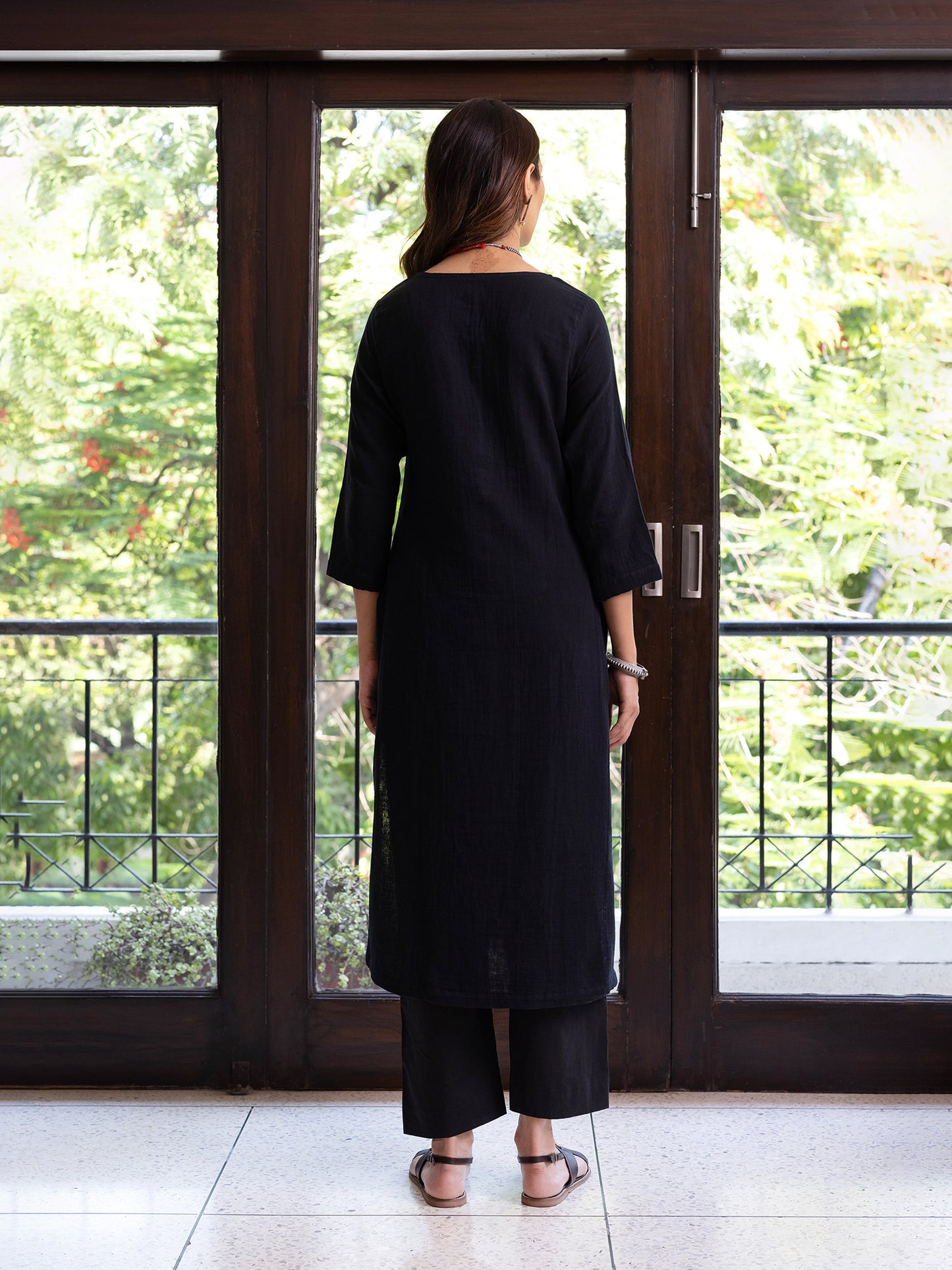 Black cotton doriwork co-ord set