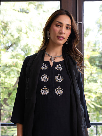 Black cotton doriwork co-ord set