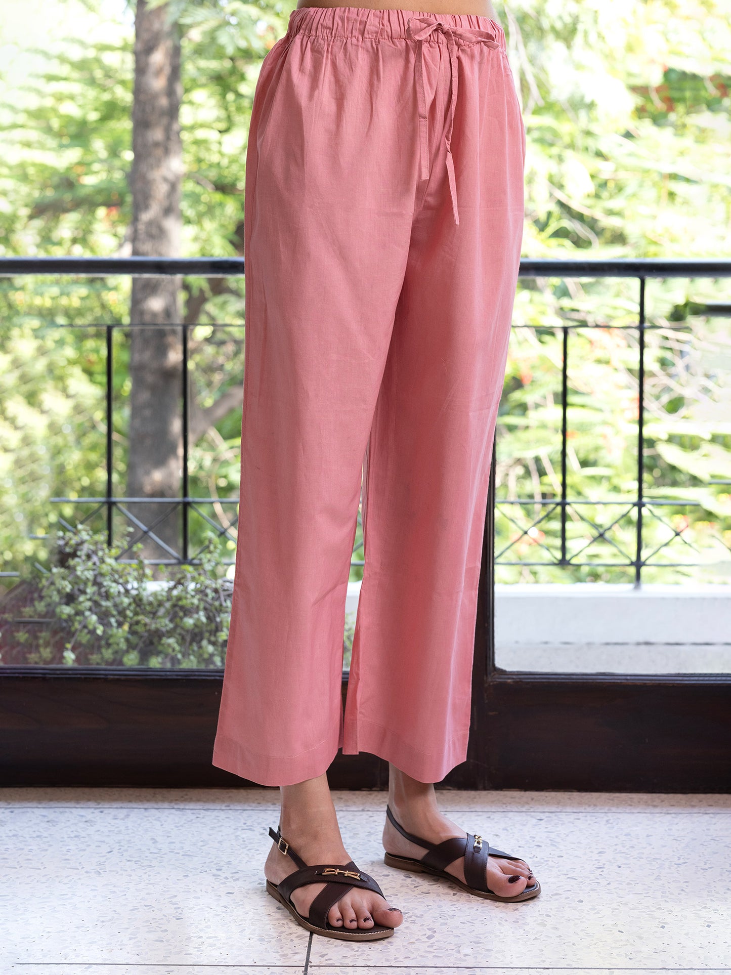 Coral cotton doriwork co-ord set