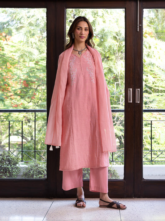 Coral cotton doriwork co-ord set
