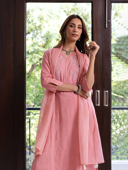 Coral cotton doriwork kurta