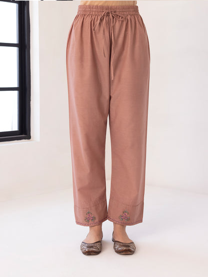 Old rose linen thread and fabric cutwork kurta