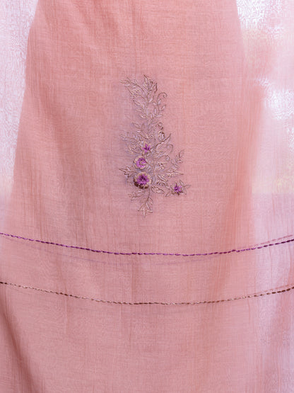 Peach mul chanderi thread and bead, sequence work kurta set