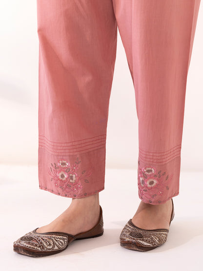 Wine linen thread and fabric cutwork kurta