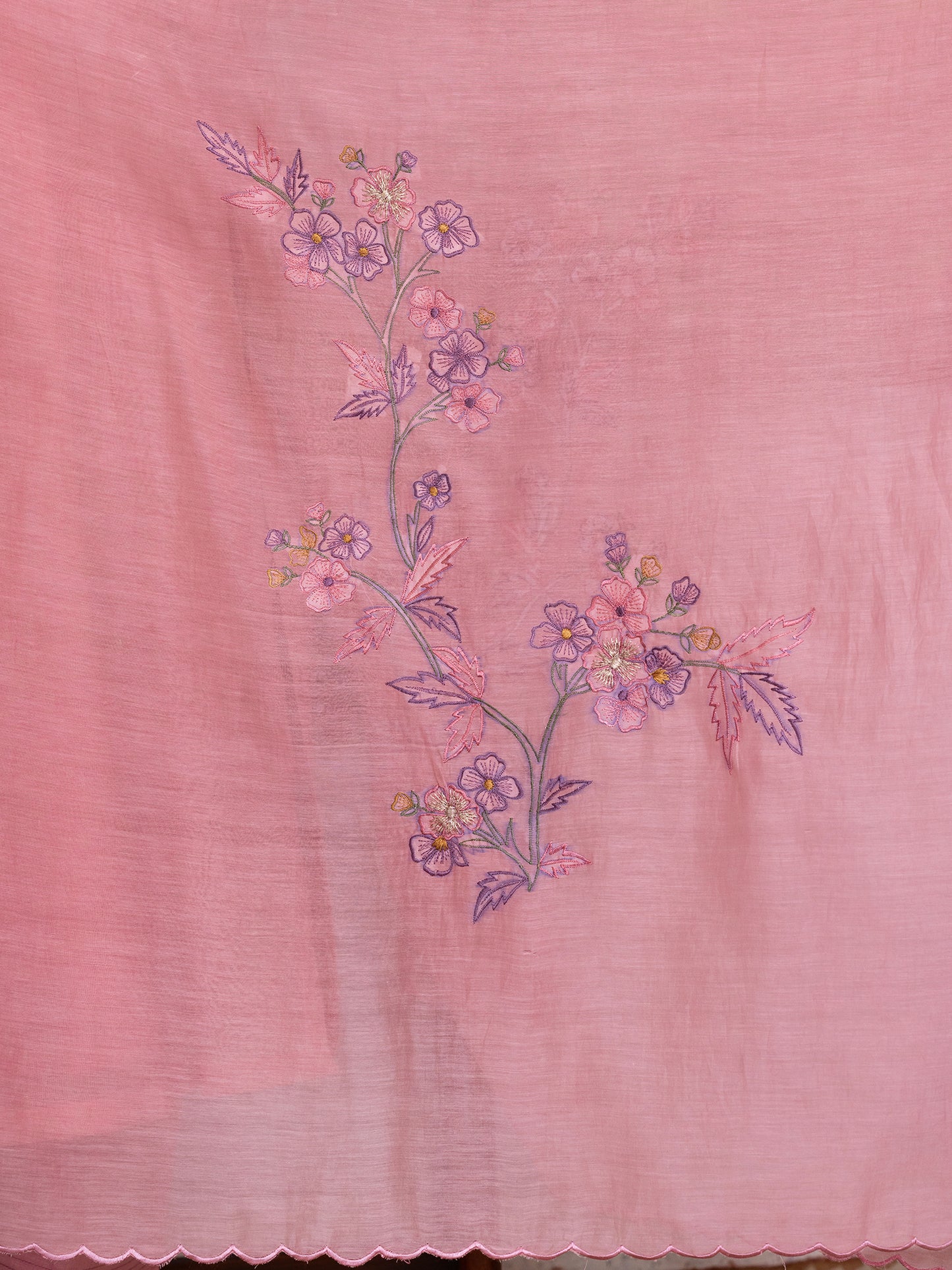 Onion pink mul chanderi gota with thread embroidery kurta set