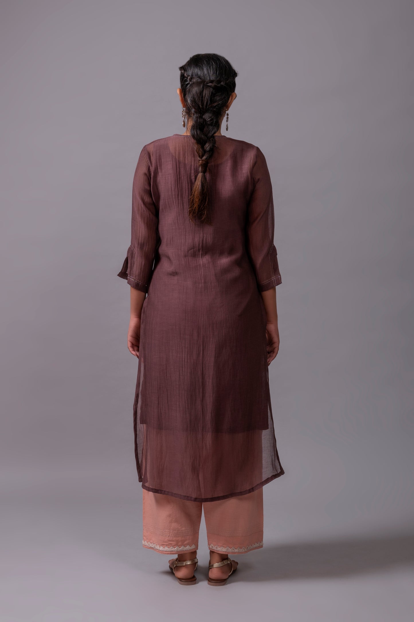 Brown Fine Chanderi Kurta