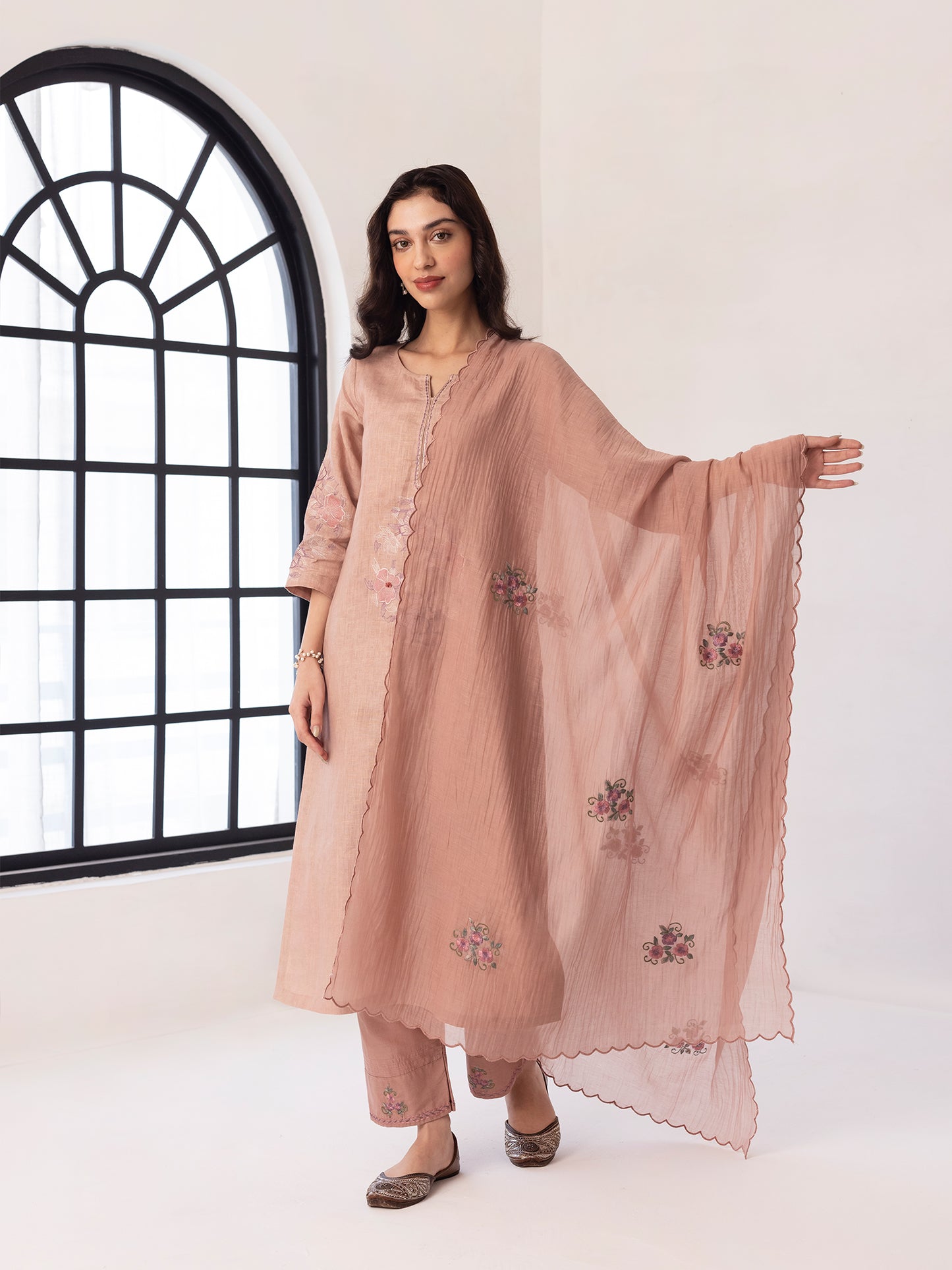 Old Rose Mul Chanderi  Dupatta