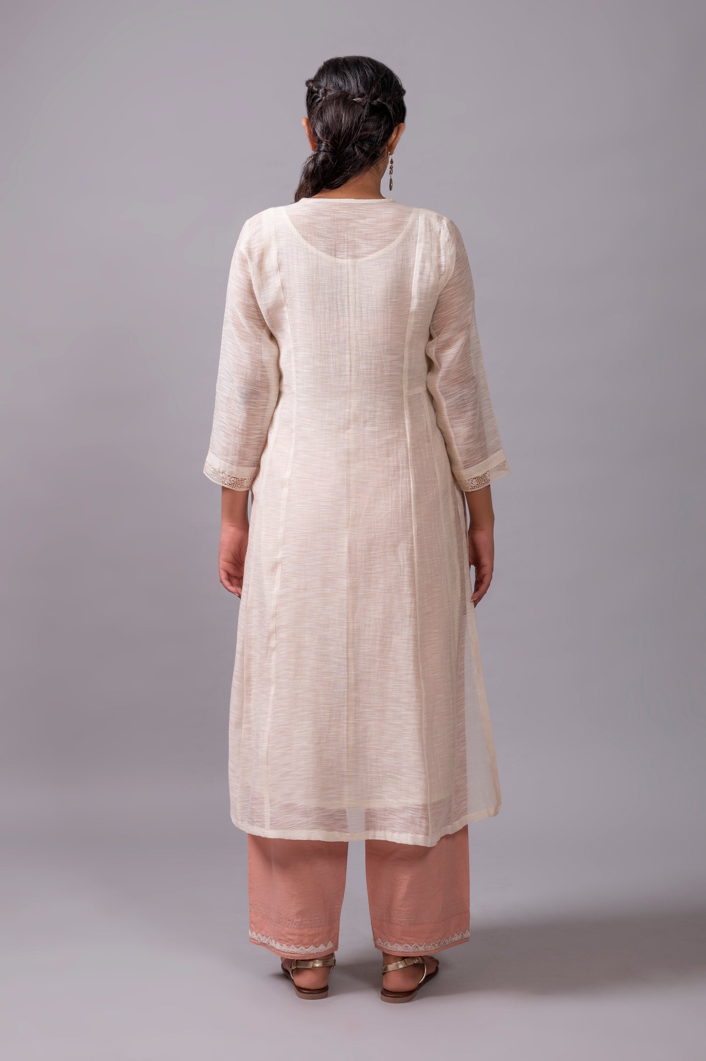 Off White Khadi Chanderi Kurta