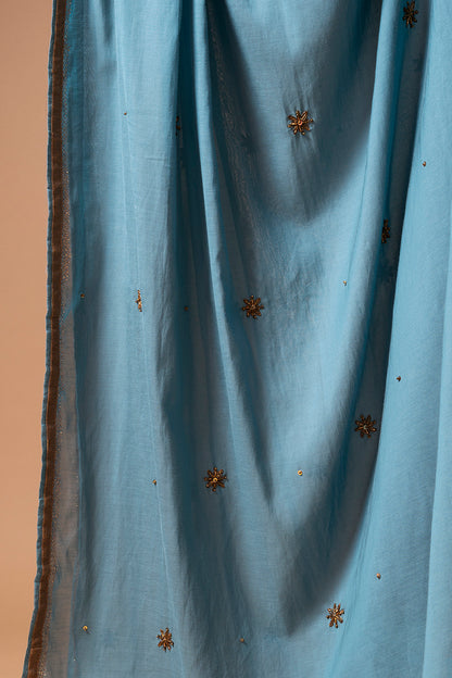Navy Blue Cotton Silk Kurta Set