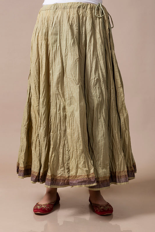 Antique Gold Cotton Flared Skirt
