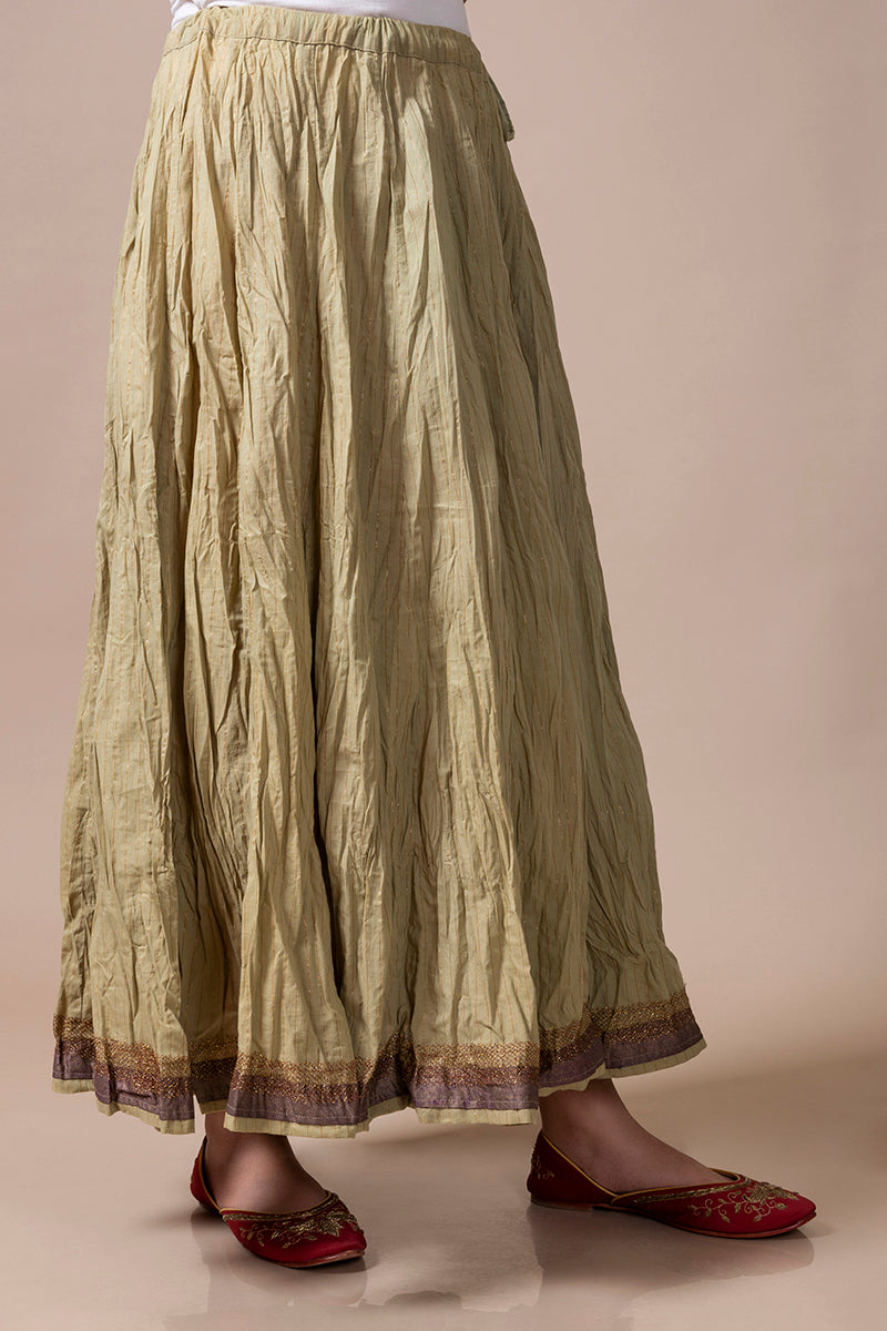 Antique Gold Cotton Flared Skirt