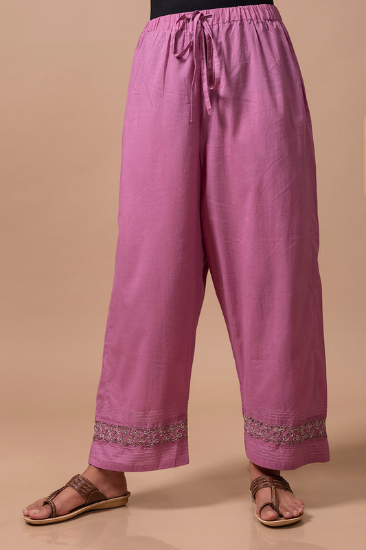 Purple Zardozi Cotton Pants