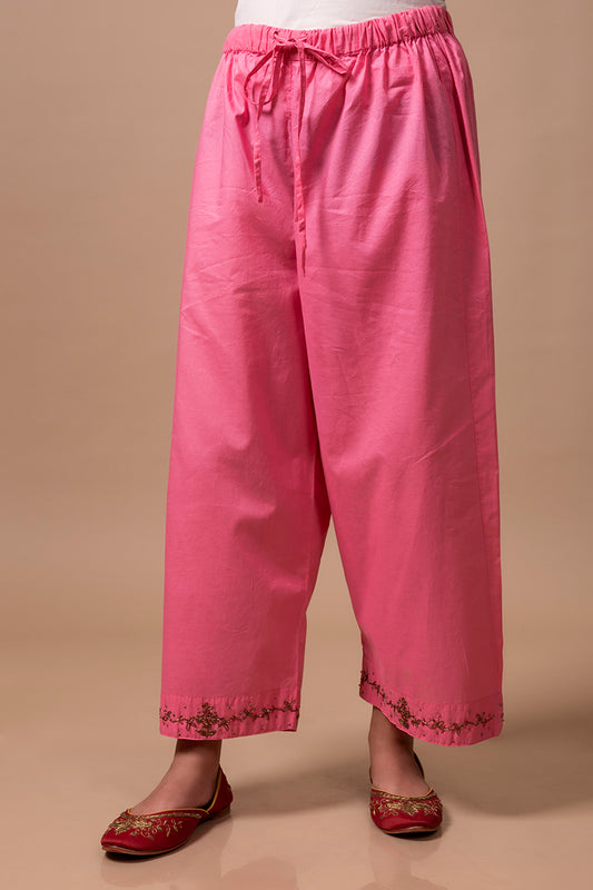 Pink Zardozi Cotton Pants