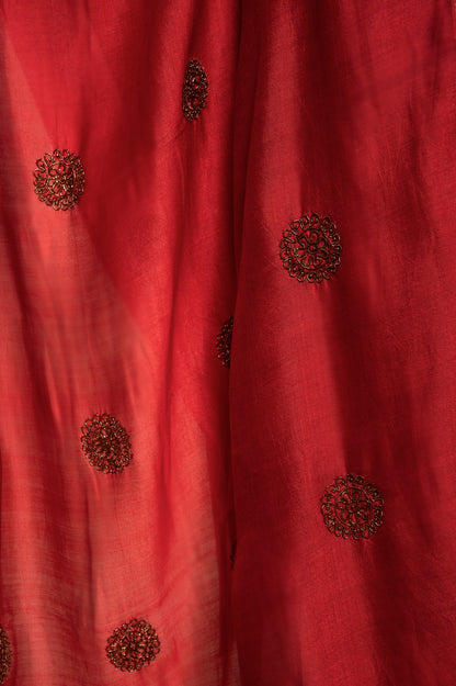 Red Chanderi Silk Dupatta