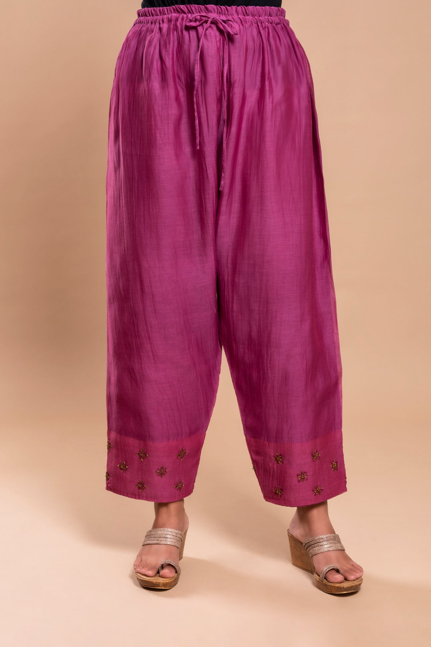 Purple Chanderi Silk Pant