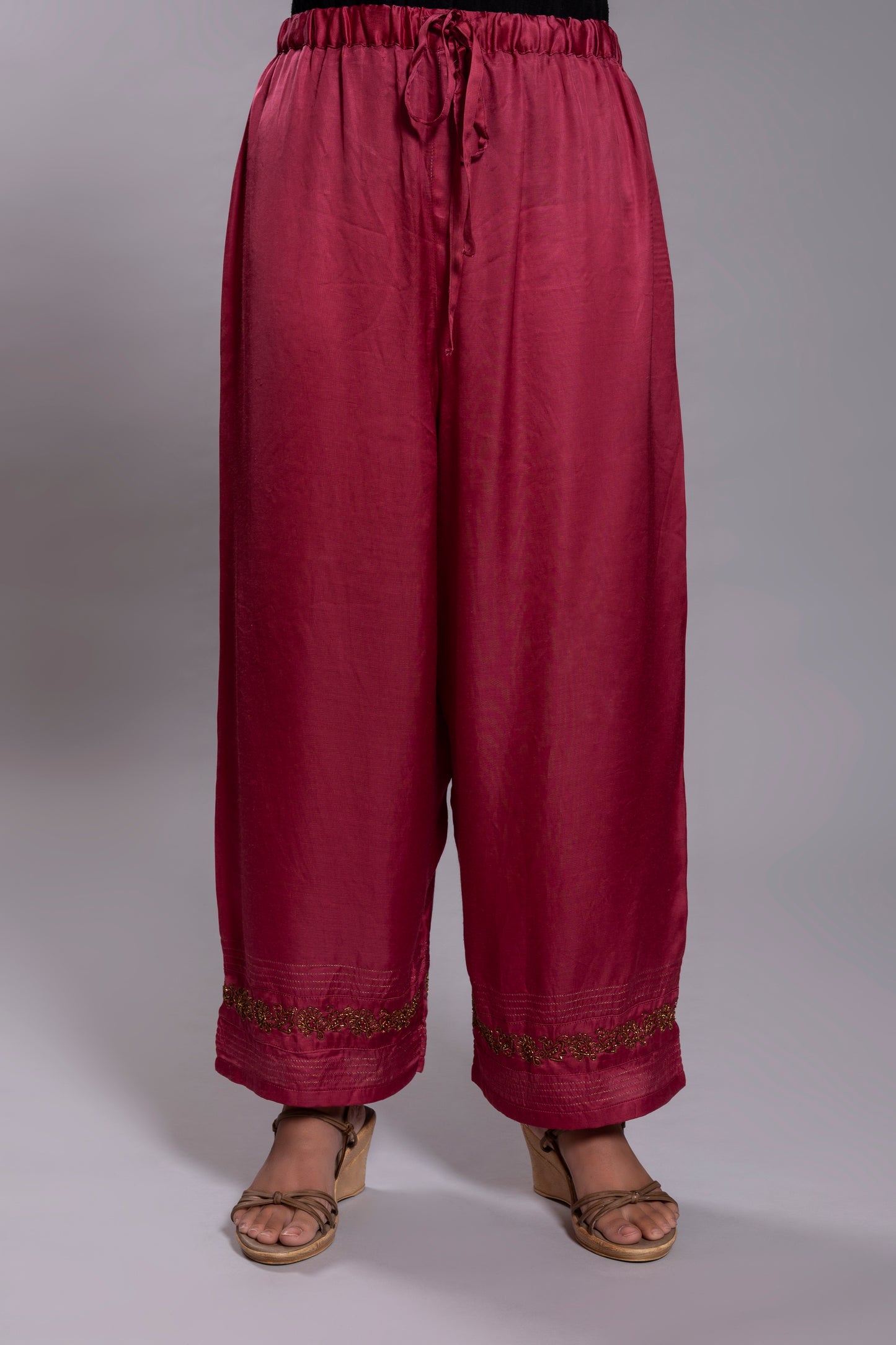 Wine Modal Silk Pant